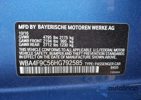 2017 BMW 430I Gran Coupe xDrive z USA, uszkodzony, nr VIN WBA4F9C56HG792585